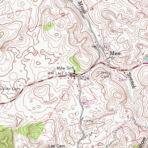 Topographic Map of Mew School, VA