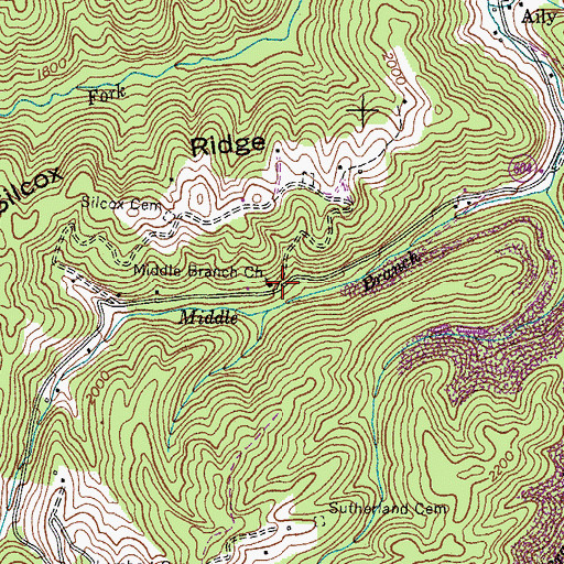 Topographic Map of Middle Branch Church, VA