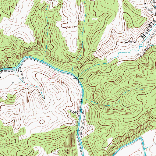 Topographic Map of Middle Creek, VA
