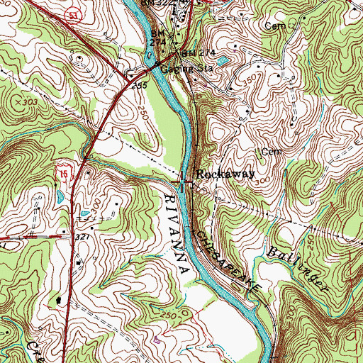 Topographic Map of Middle Fork Cunningham Creek, VA