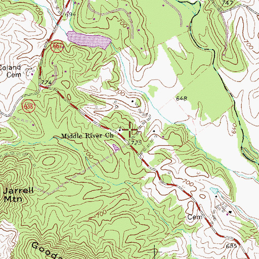 Topographic Map of Middle River Church, VA