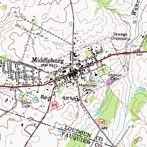 Topographic Map of Middleburg, VA