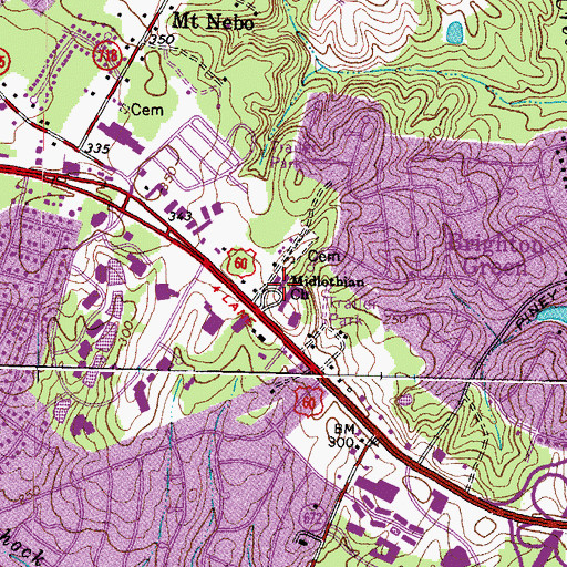 Topographic Map of Midlothian Church, VA