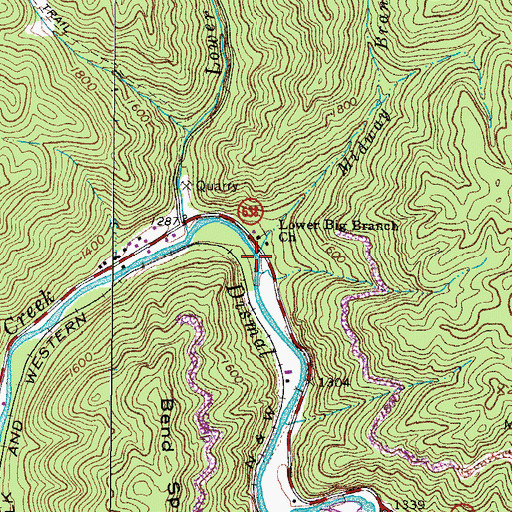 Topographic Map of Midway Branch, VA