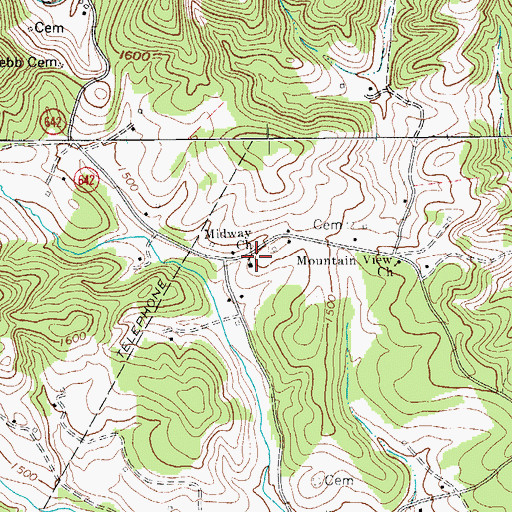 Topographic Map of Midway Church, VA