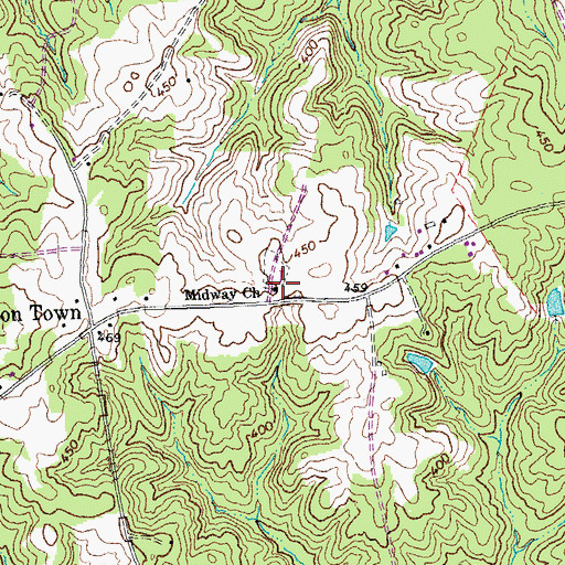 Topographic Map of Midway Church, VA