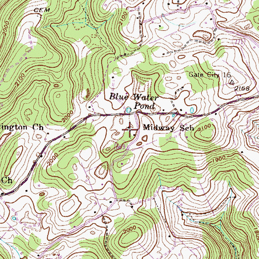 Topographic Map of Midway School, VA