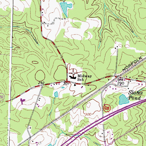Topographic Map of Midway Elementary School, VA
