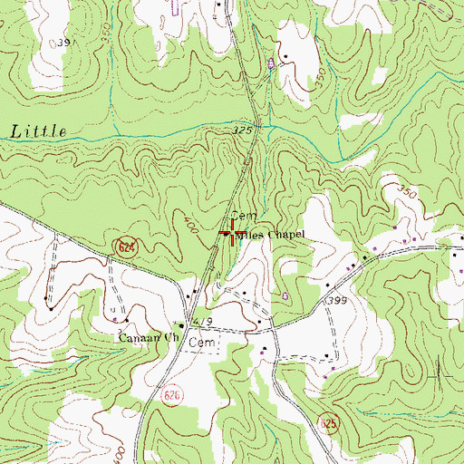 Topographic Map of Miles Chapel, VA