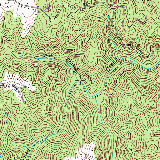 Topographic Map of Mill Branch, VA