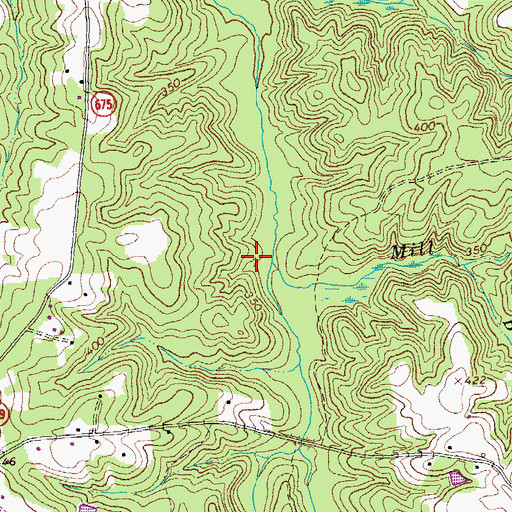 Topographic Map of Mill Branch, VA