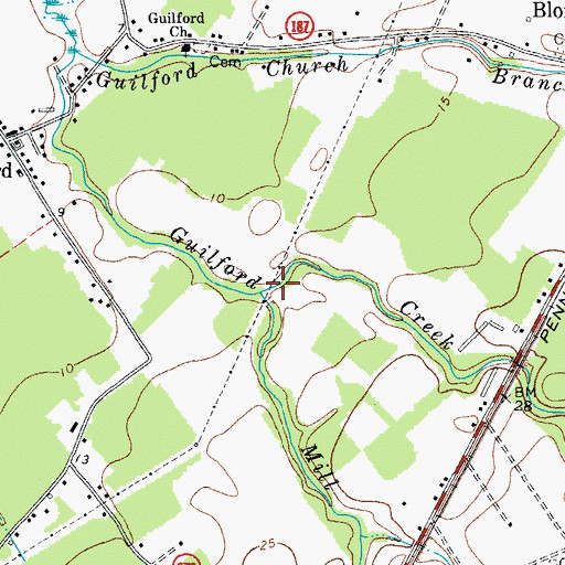 Topographic Map of Mill Branch, VA
