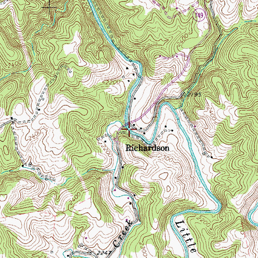 Topographic Map of Mill Creek, VA