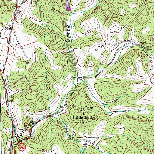 Topographic Map of Mill Creek, VA