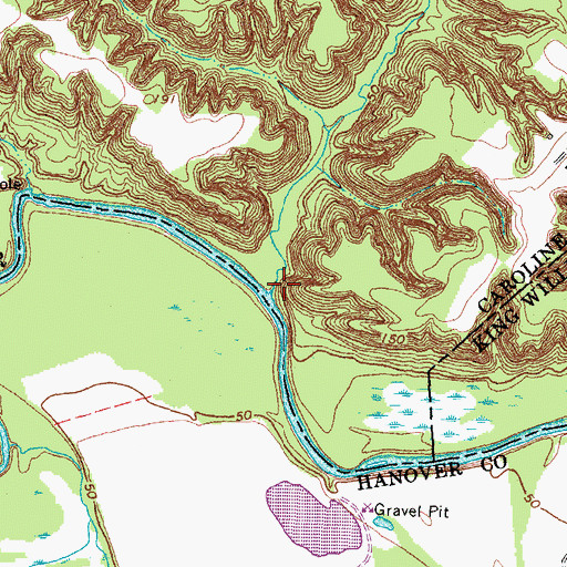 Topographic Map of Mill Creek, VA