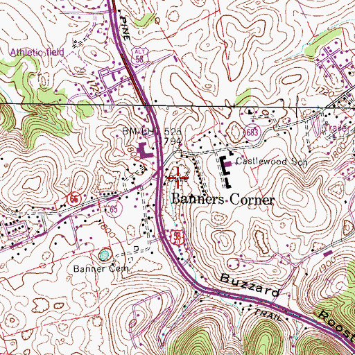 Topographic Map of Mill Creek, VA