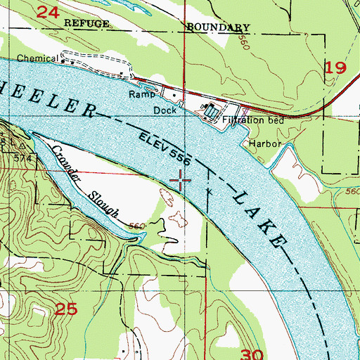 Topographic Map of Lees Bar (historical), AL