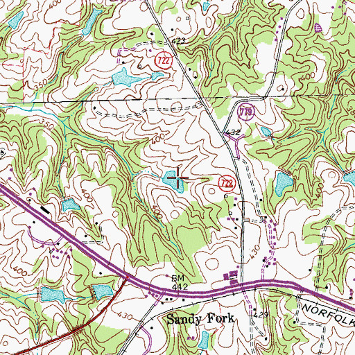 Topographic Map of Mill Creek, VA