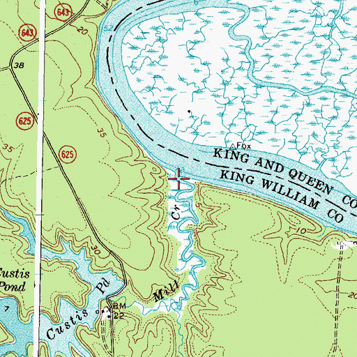 Topographic Map of Mill Creek, VA