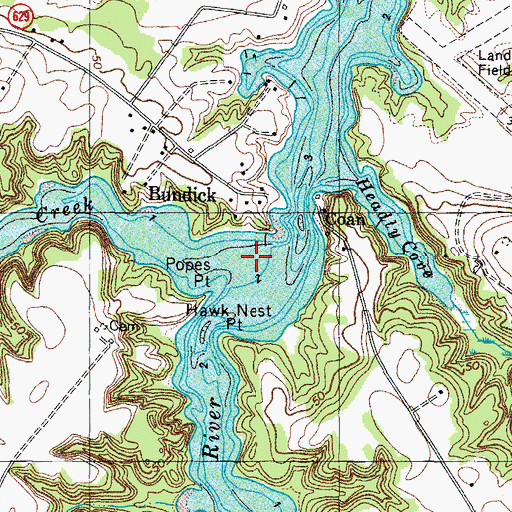 Topographic Map of Mill Creek, VA