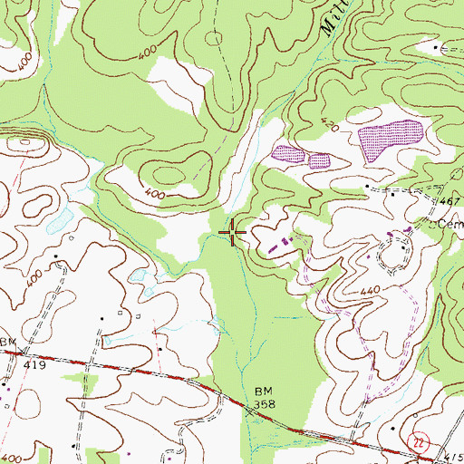 Topographic Map of Mill Creek, VA