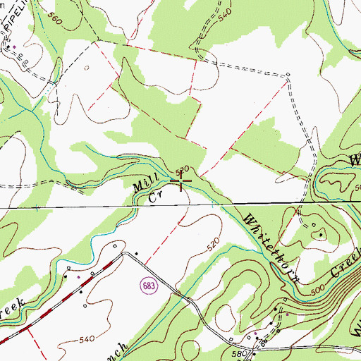 Topographic Map of Mill Creek, VA