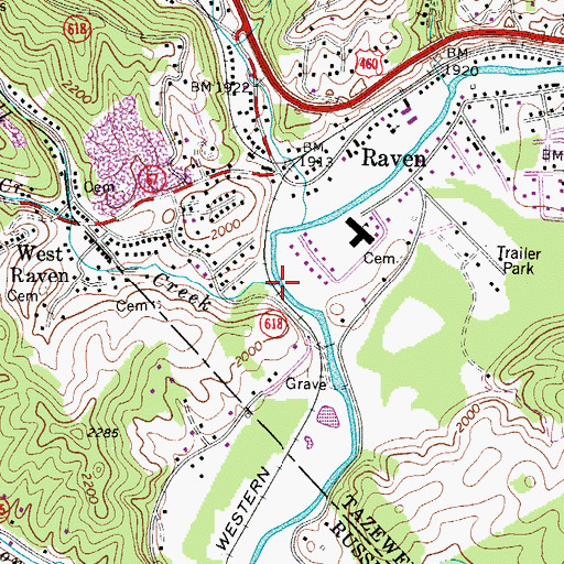 Topographic Map of Mill Creek, VA
