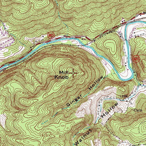 Topographic Map of Mill Knob, VA