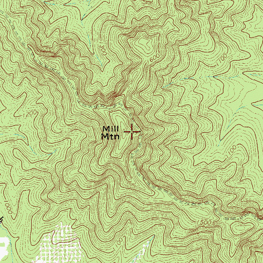 Topographic Map of Mill Mountain, VA