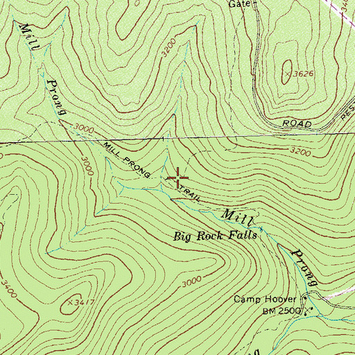 Topographic Map of Mill Prong Trail, VA