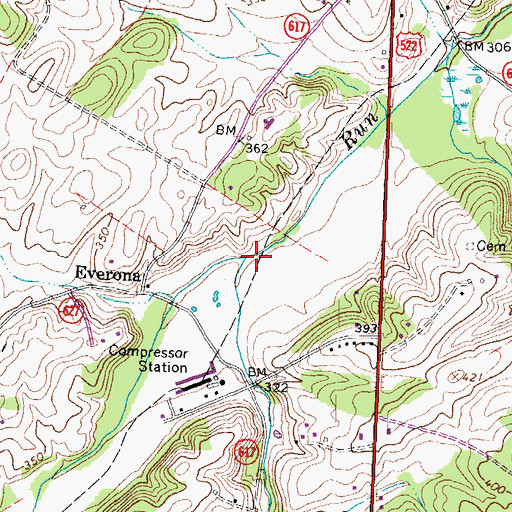 Topographic Map of Mill Run, VA