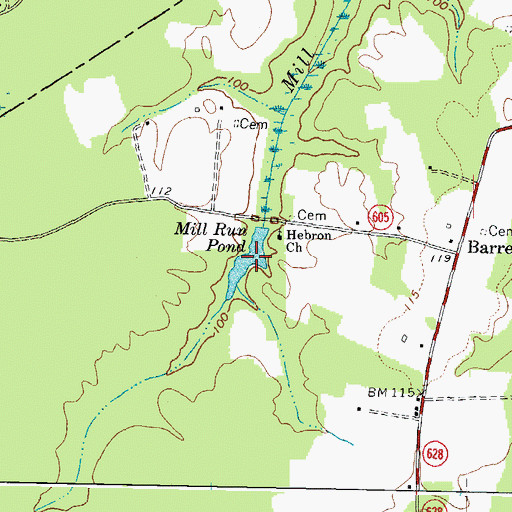 Topographic Map of Mill Run Pond, VA