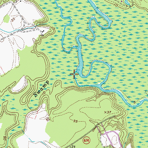 Topographic Map of Mill Swamp, VA