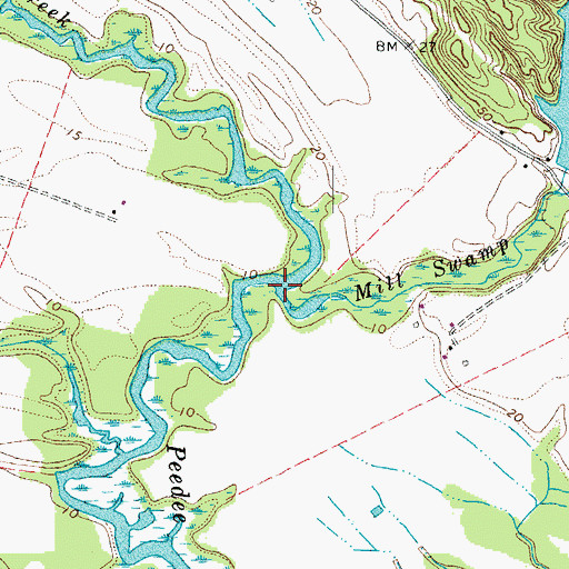 Topographic Map of Mill Swamp, VA