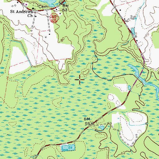 Topographic Map of Mill Swamp, VA