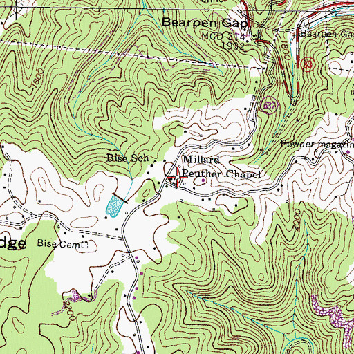 Topographic Map of Millard Peuther Chapel, VA