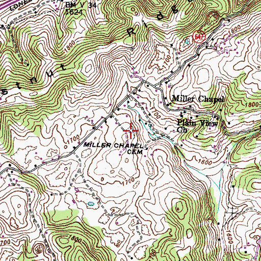 Topographic Map of Miller Chapel Cemetery, VA