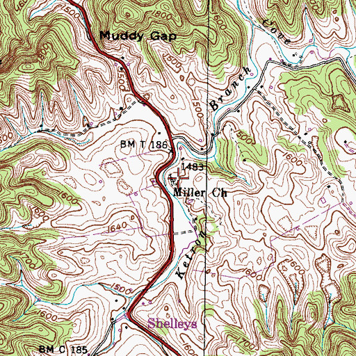 Topographic Map of Miller Church, VA