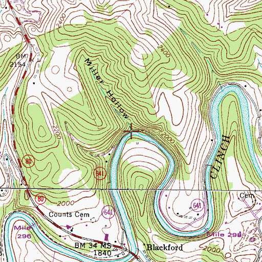 Topographic Map of Miller Hollow, VA