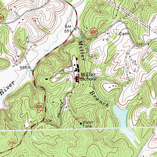 Topographic Map of Miller School of Albemarle, VA