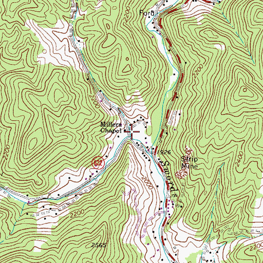 Topographic Map of Millers Chapel, VA
