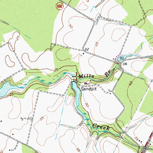 Topographic Map of Mills Branch, VA