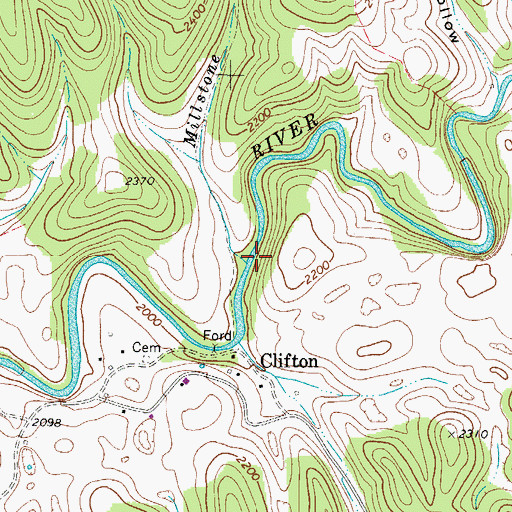 Topographic Map of Millstone Branch, VA