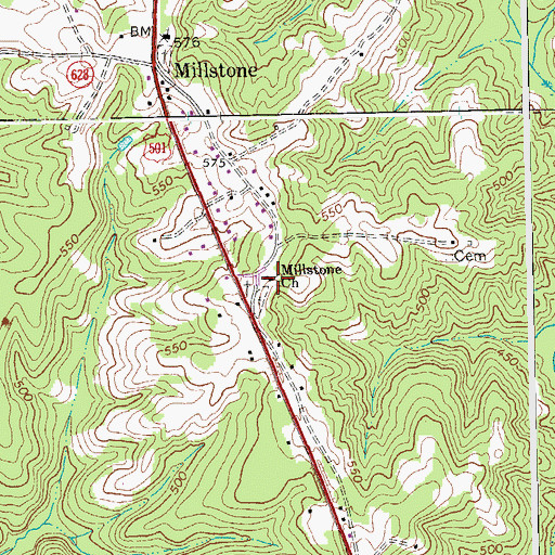 Topographic Map of Millstone Church, VA