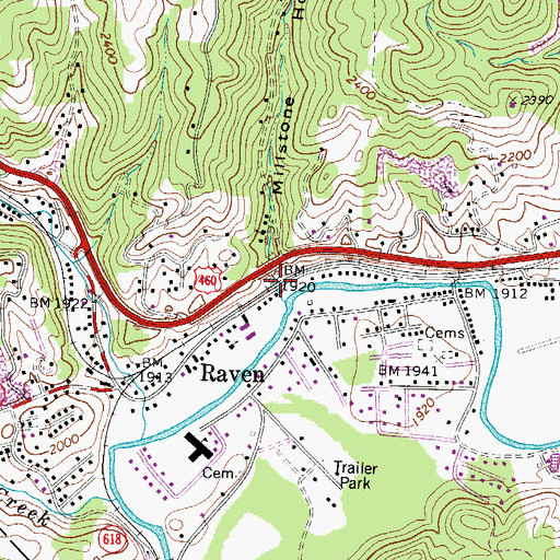 Topographic Map of Millstone Hollow, VA