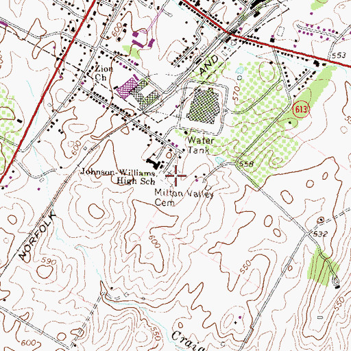 Topographic Map of Milton Valley Cemetery, VA