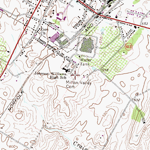 Topographic Map of Milton Valley Cemetery, VA