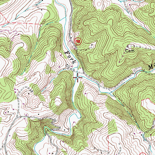 Topographic Map of Mine Branch, VA