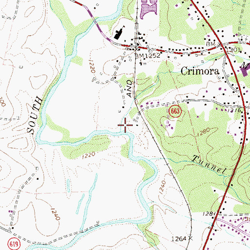 Topographic Map of Mine Branch, VA