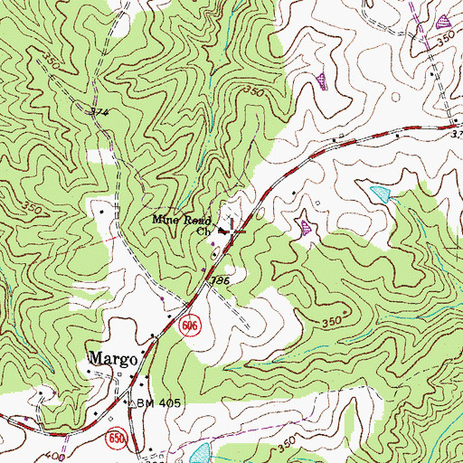 Topographic Map of Mine Road Church, VA
